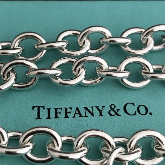 16" Tiffany & Co Sterling Silver  Blank Heart Tag Necklace with Blue Box - Picture 5 of 7